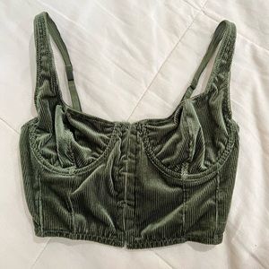 Out From Under Urban Outfitters Green Corset Cropped Bra Top medium